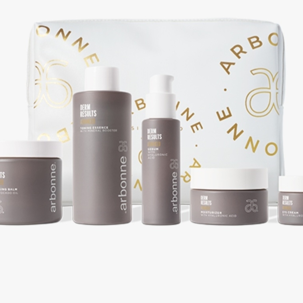 Arbonne DermResults Advanced Skincare Regimen With Cosmetic Bag